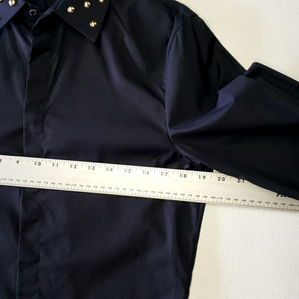 Dsquared2 Studded Collar Button Down Black Shirt … - image 6